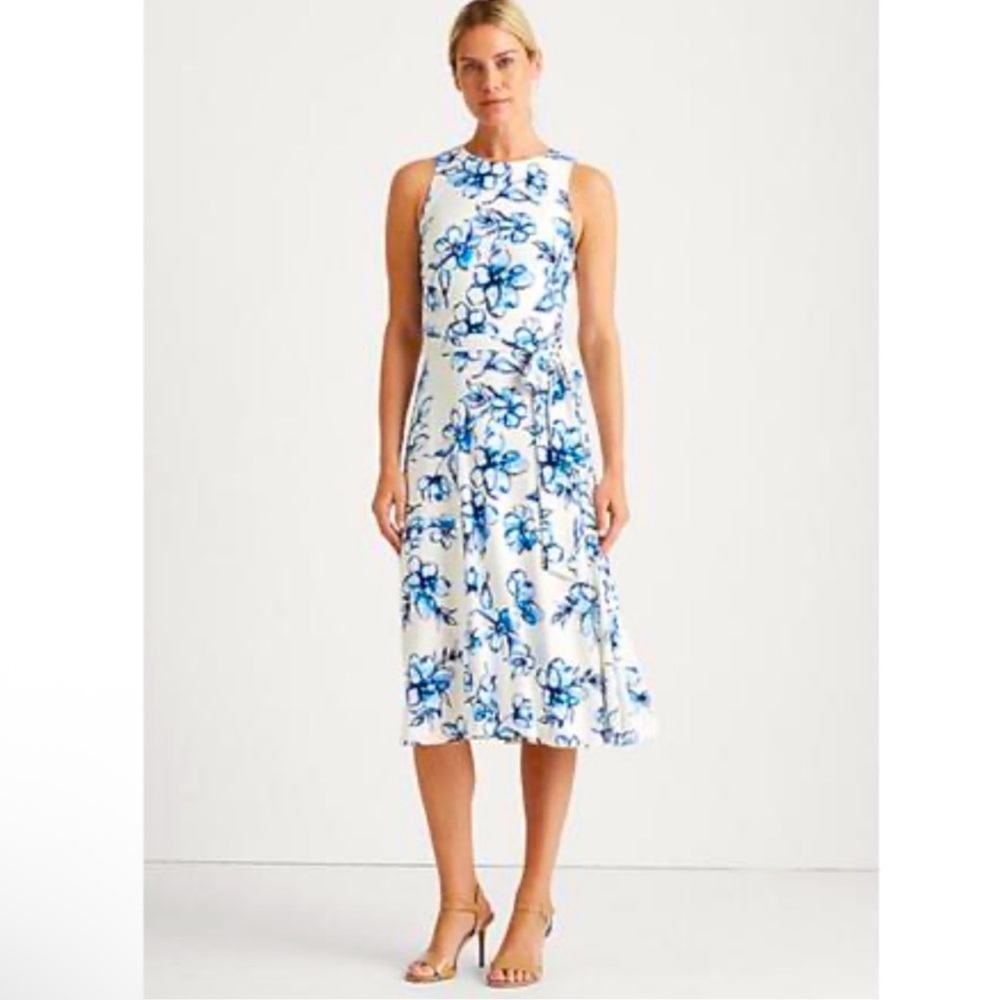 Lauren Ralph Lauren Floral Jersey Dress Size 2 Modest Spring Easter
